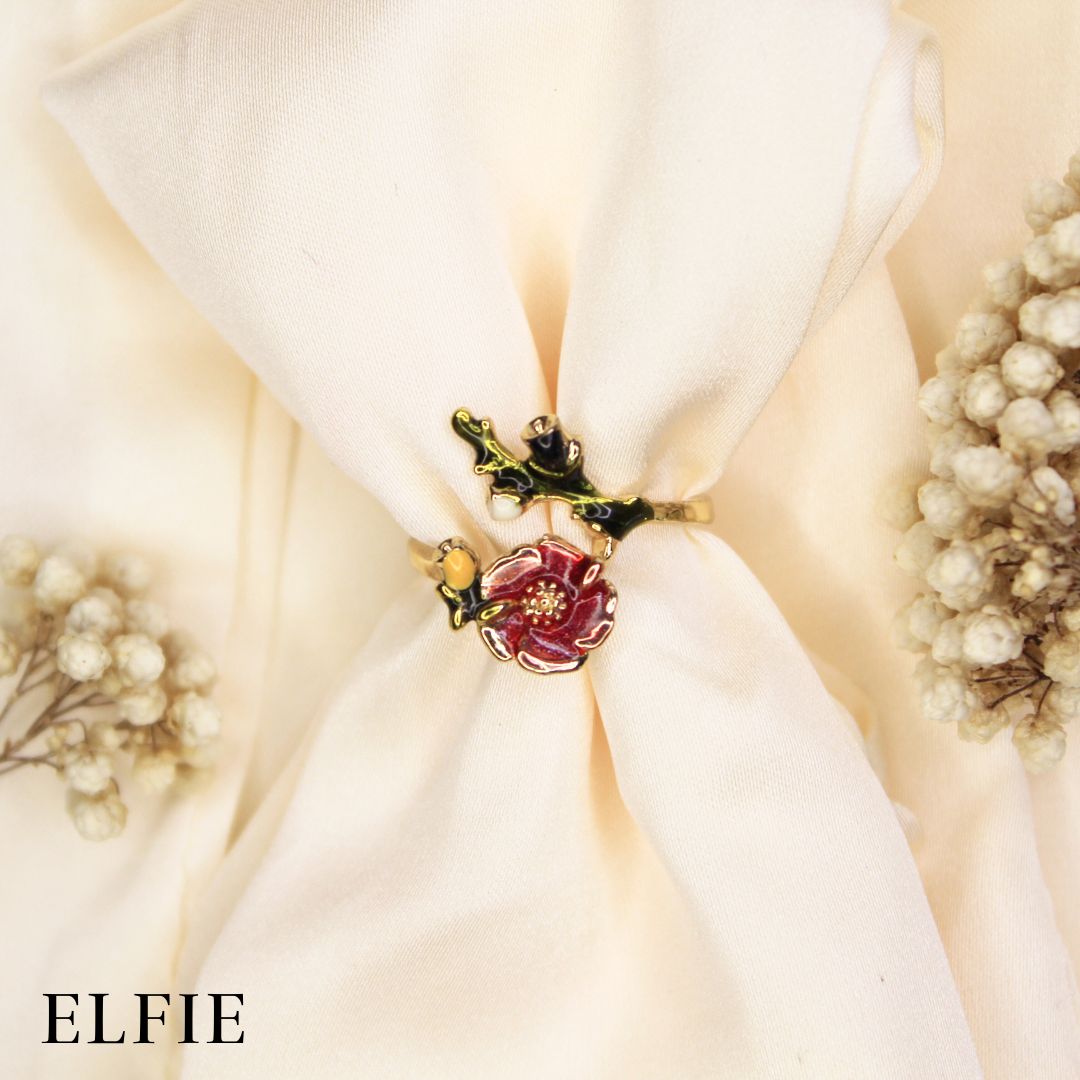 Floral Adjustable 18K Gold Plated Ring