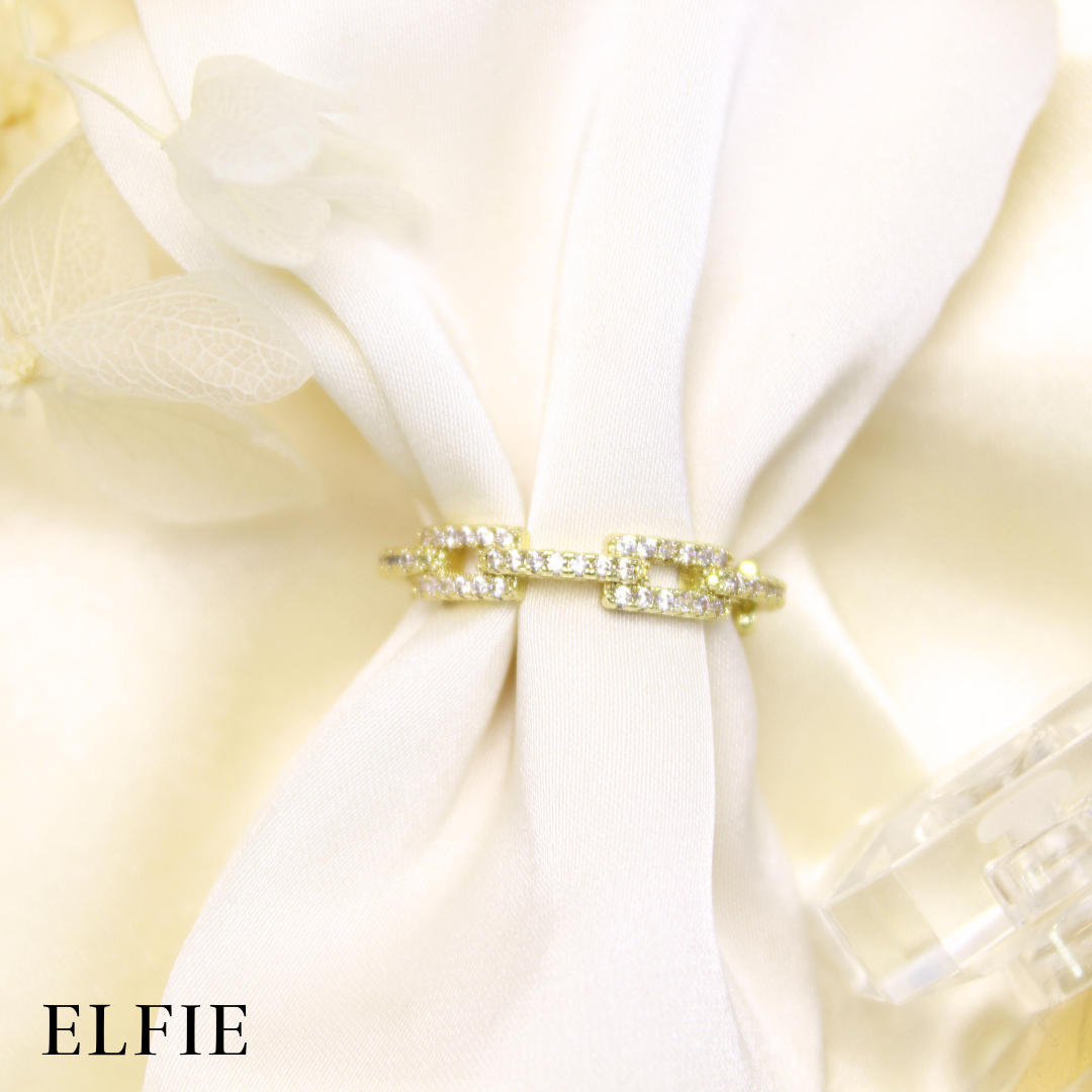 Studded Link 18K Gold Plated Ring