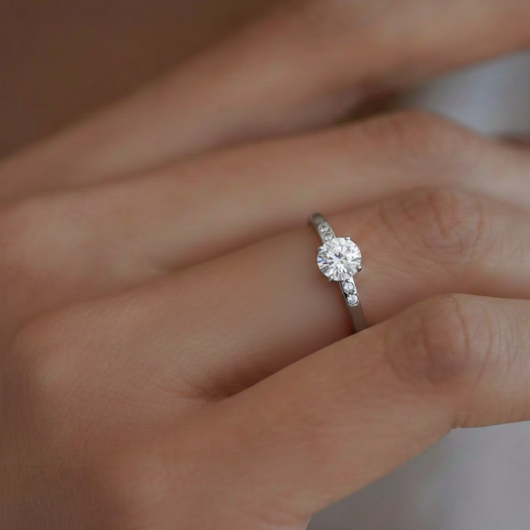 Oria Solitaire Gold Titanium Ring