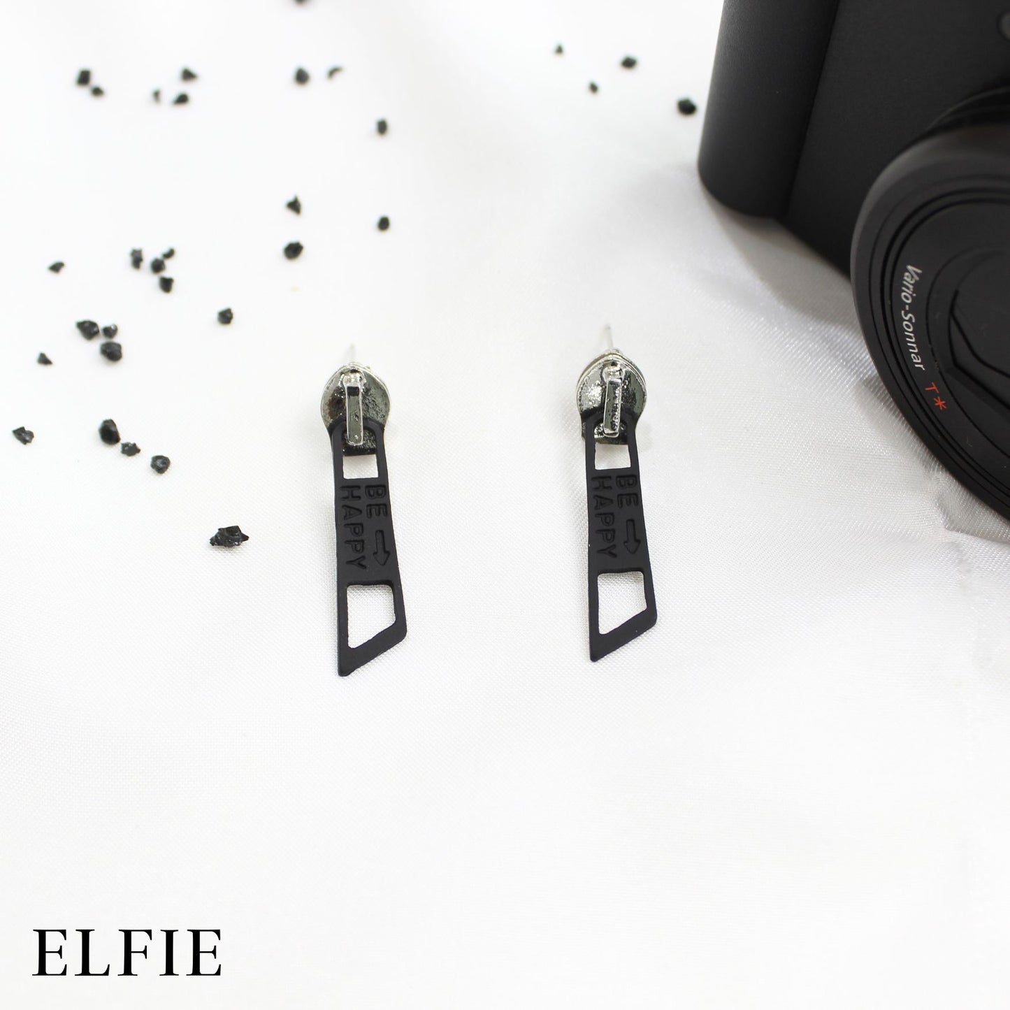 Black Zip Stud Earring