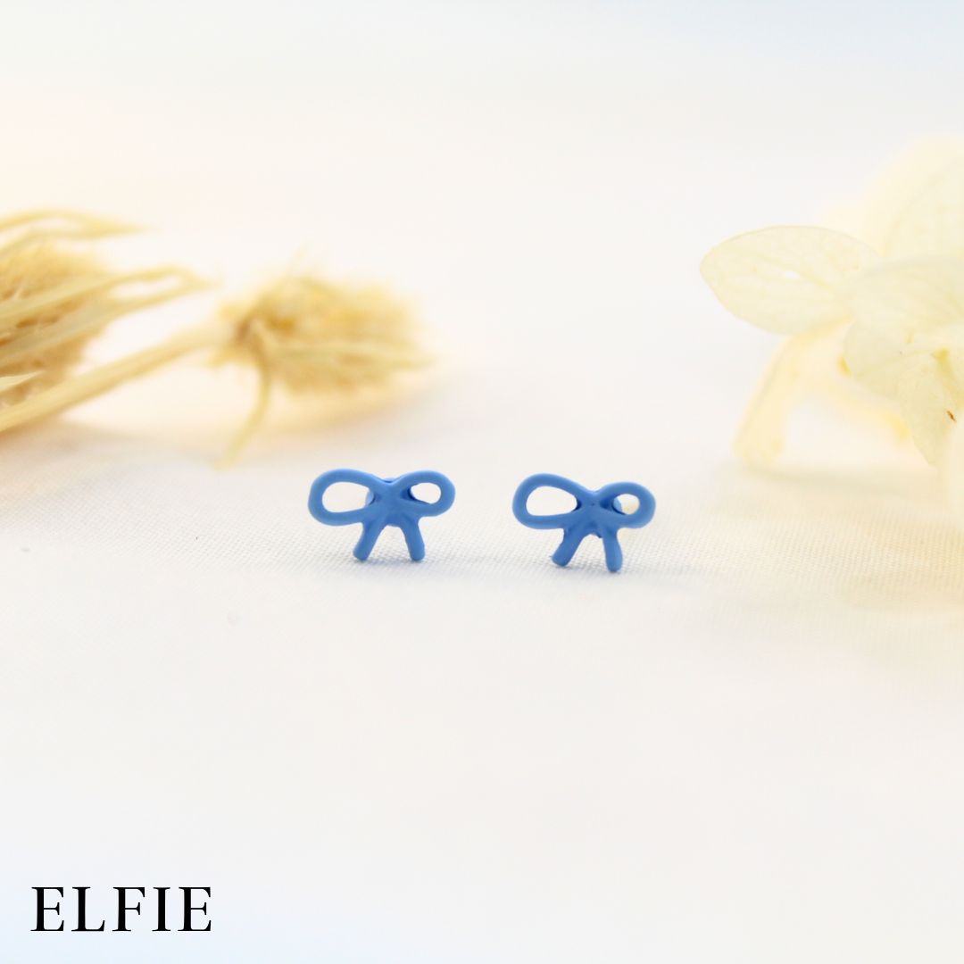 Blue Ribbon Stud Earring