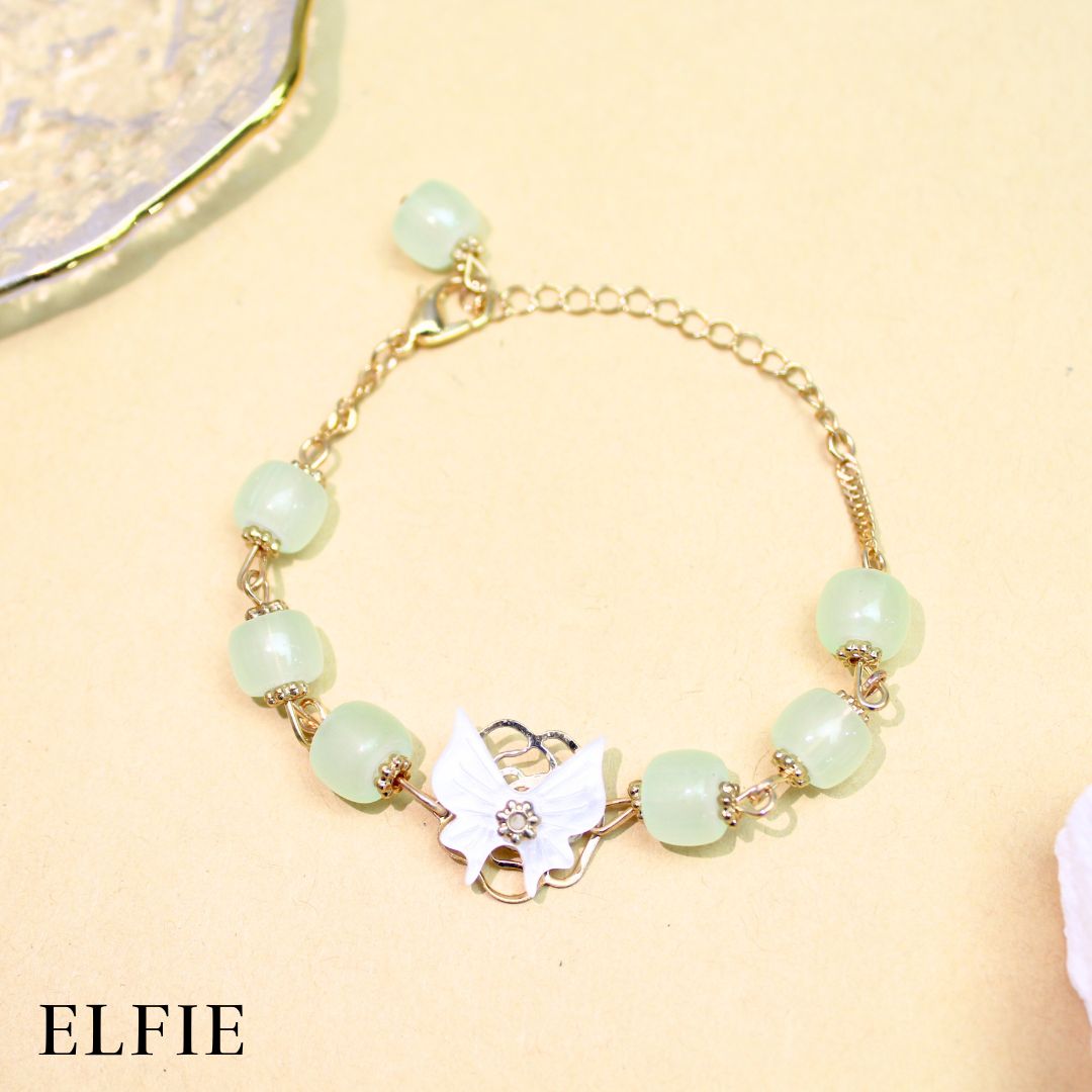 Jade Green Butterfly Glass Bracelet