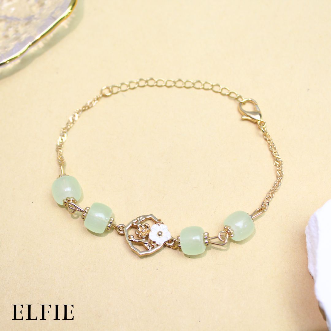 Jade Green Sakura Glass Bracelet