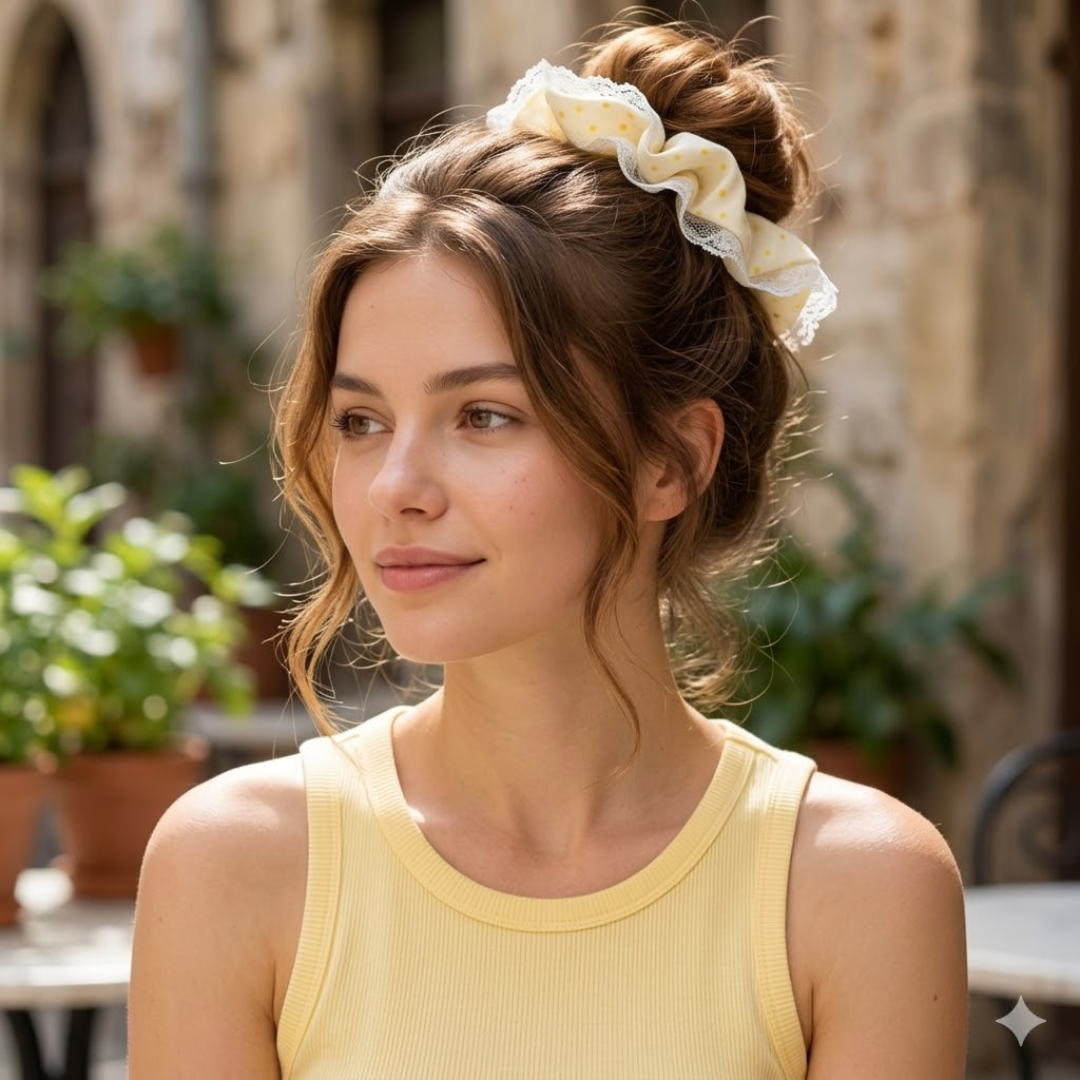 Butter Dot Lace Scrunchie Hair Accessories