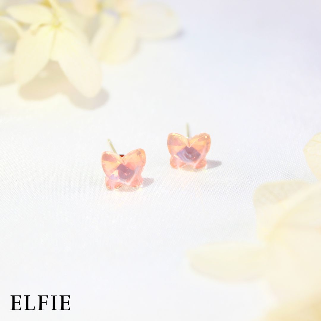 Butterfly Pink Crystal Stud Earring