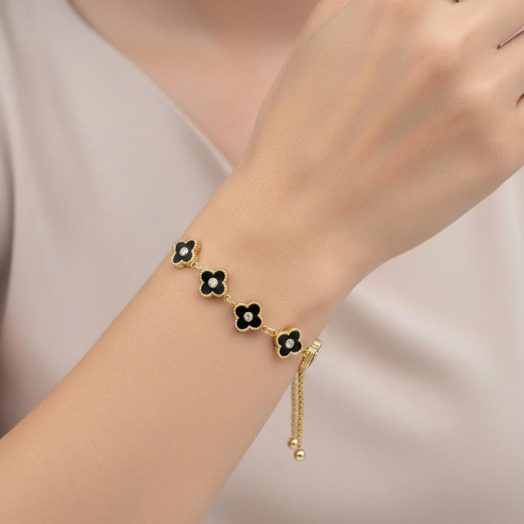 Clover Royale Gold Black Titanium Bracelet