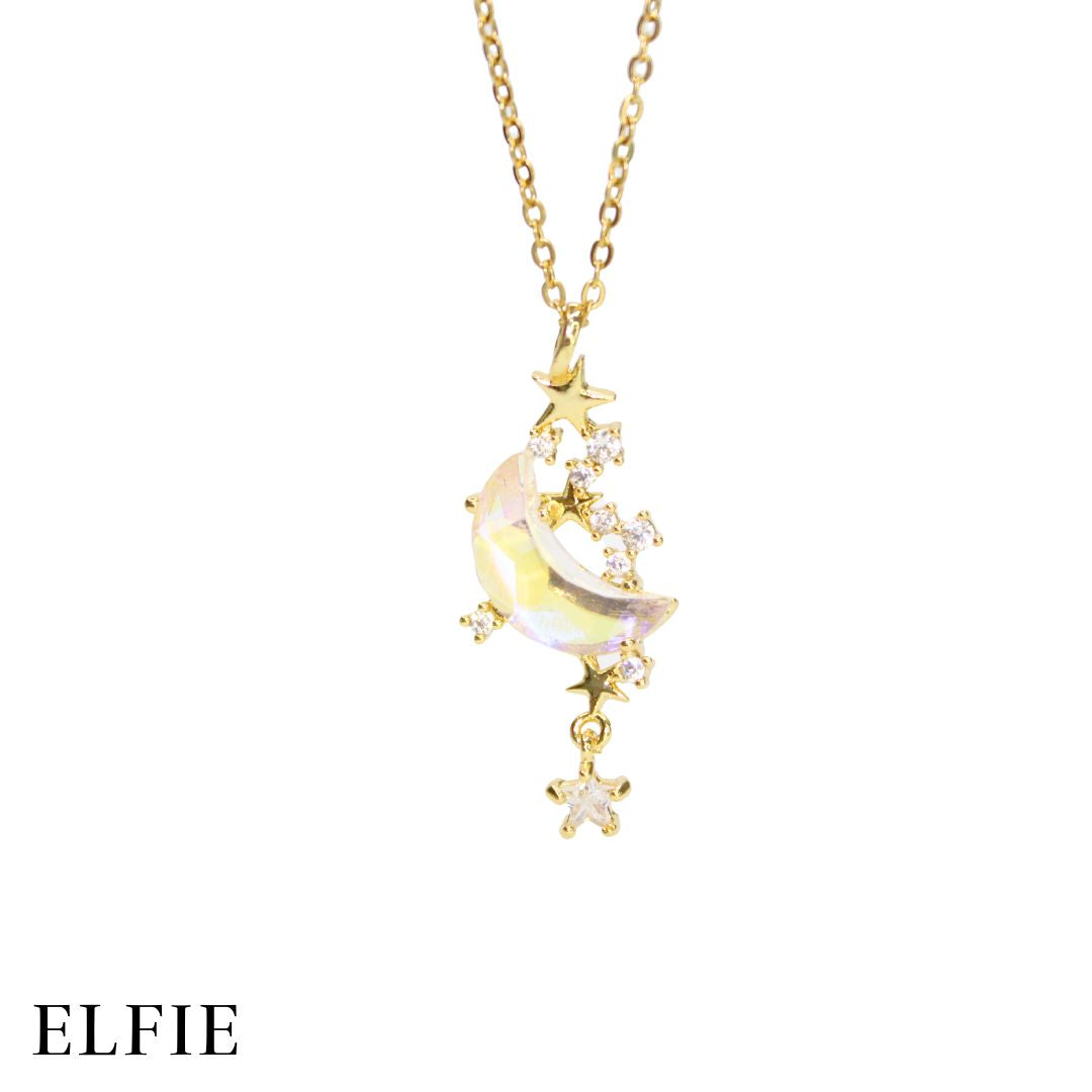 Crystal Astronomic Golden Titanium Necklace