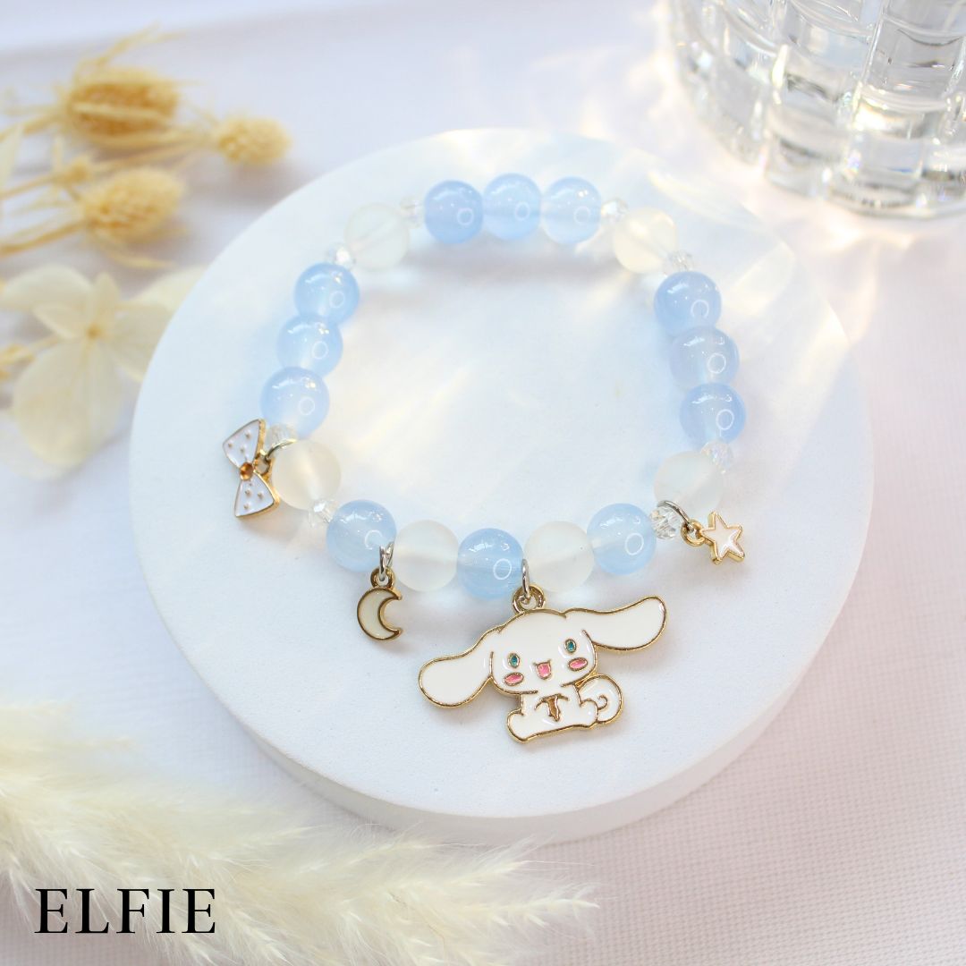 Crystal Blur Cute Excited Bunny Glass Bracelet