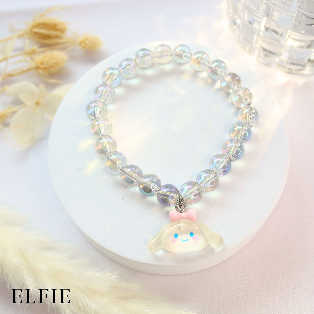 Crystal Clear Bunny Head Glass Bracelet