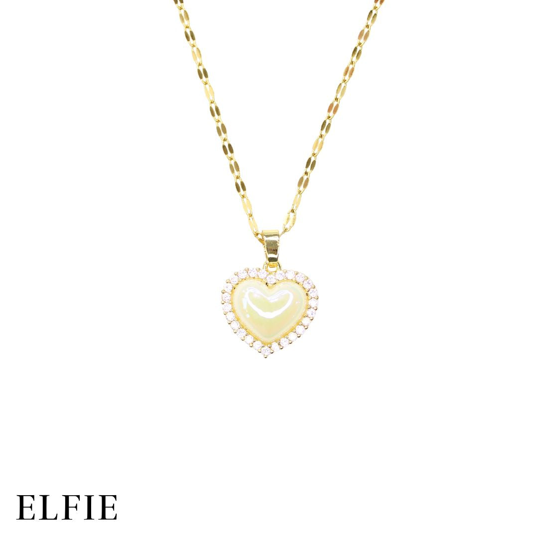 Crystal Gold Love Pendant Titanium Necklace