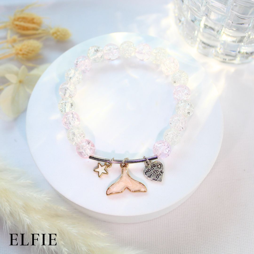 Crystal Pink Fish Tail Lover Glass Bracelet