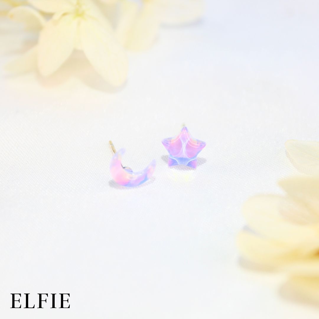 Crystal Purple Star Moon Stud Earring