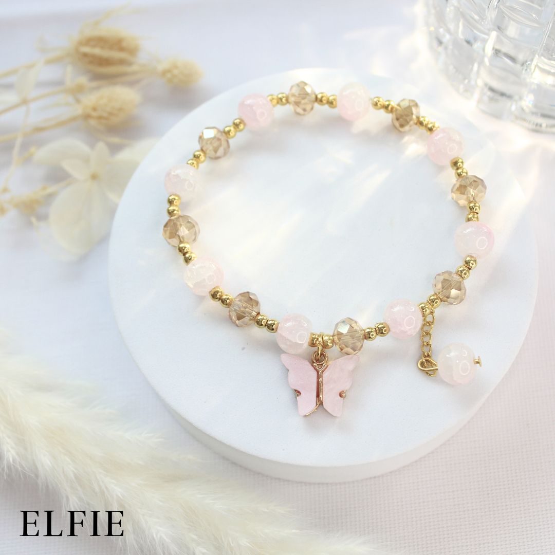 Crystal White Butterfly Glass Bracelets