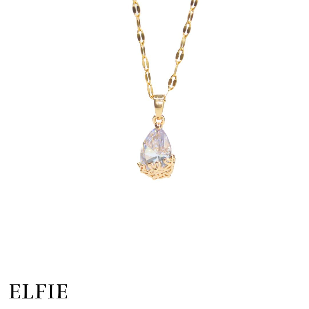 Diamond Waterdrop Pendant Titanium Necklace