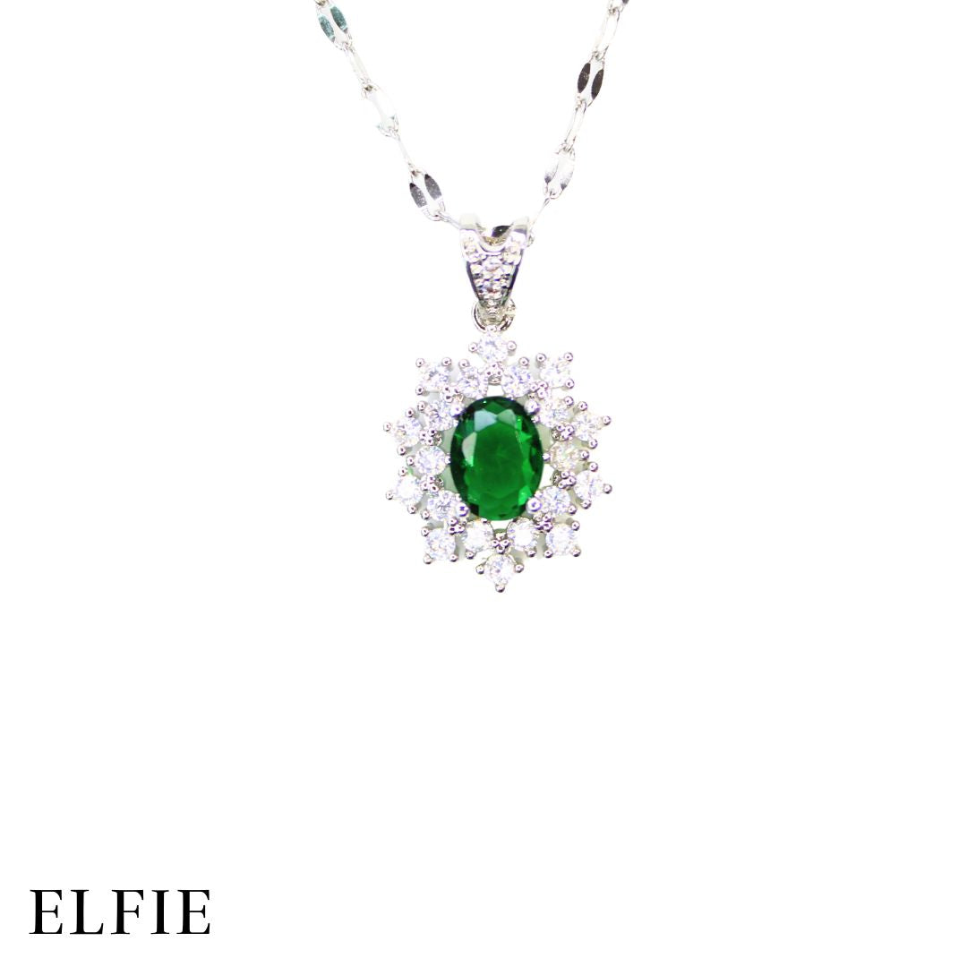 Emerald Green Diamond Crystal Titanium Necklace