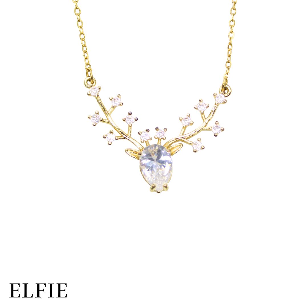 Golden Diamond Deer Titanium Necklace