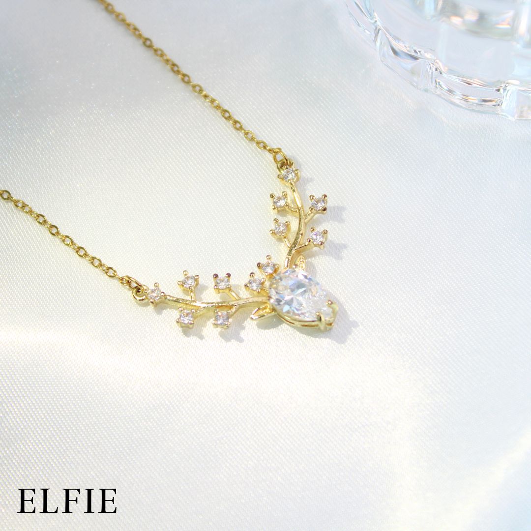 Golden Diamond Deer Titanium Necklace