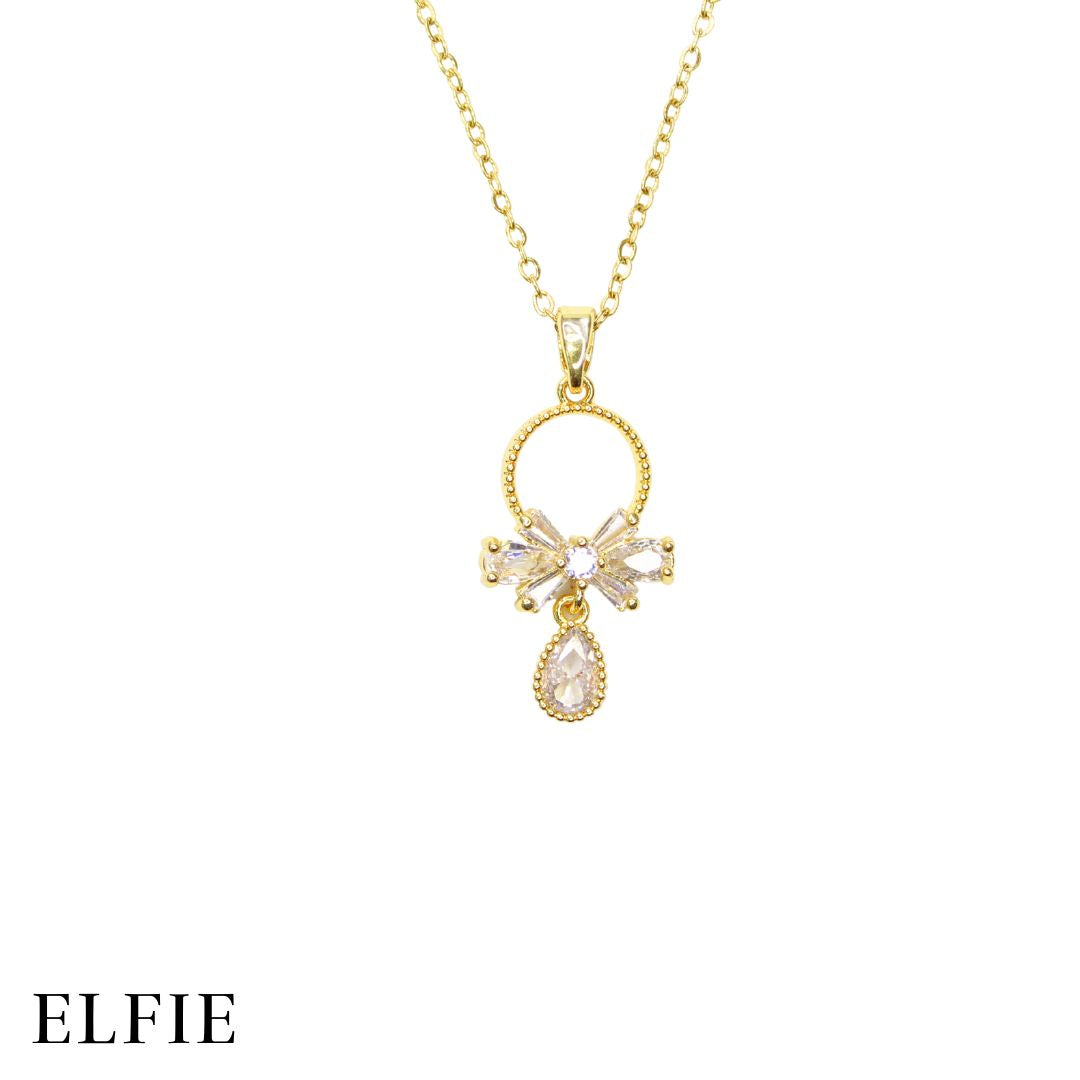 Golden Ribbon Pendant Titanium Necklace