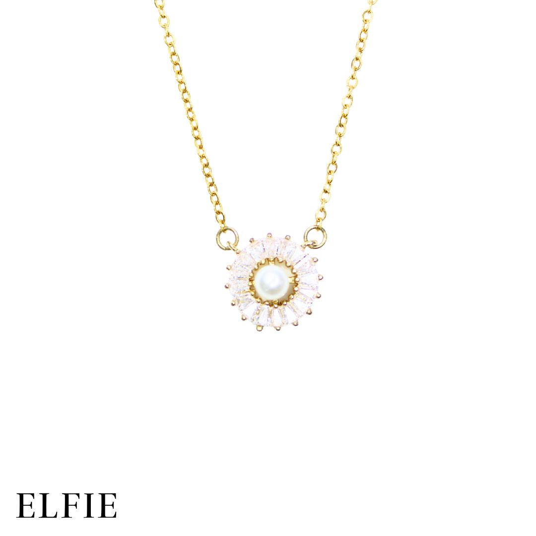 Golden Zirconia Circle Titanium Necklace