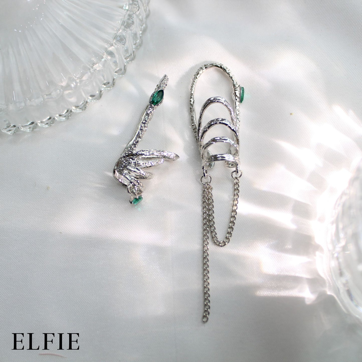 Green Diamond Silver Earring