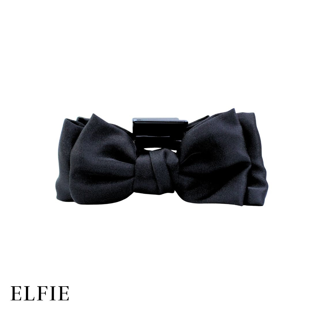 Satin Black Big Bow Hair Claw