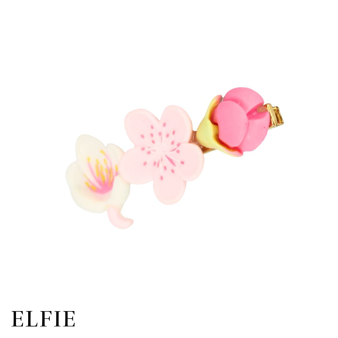 White Pink Sakura Matte Hair Clip