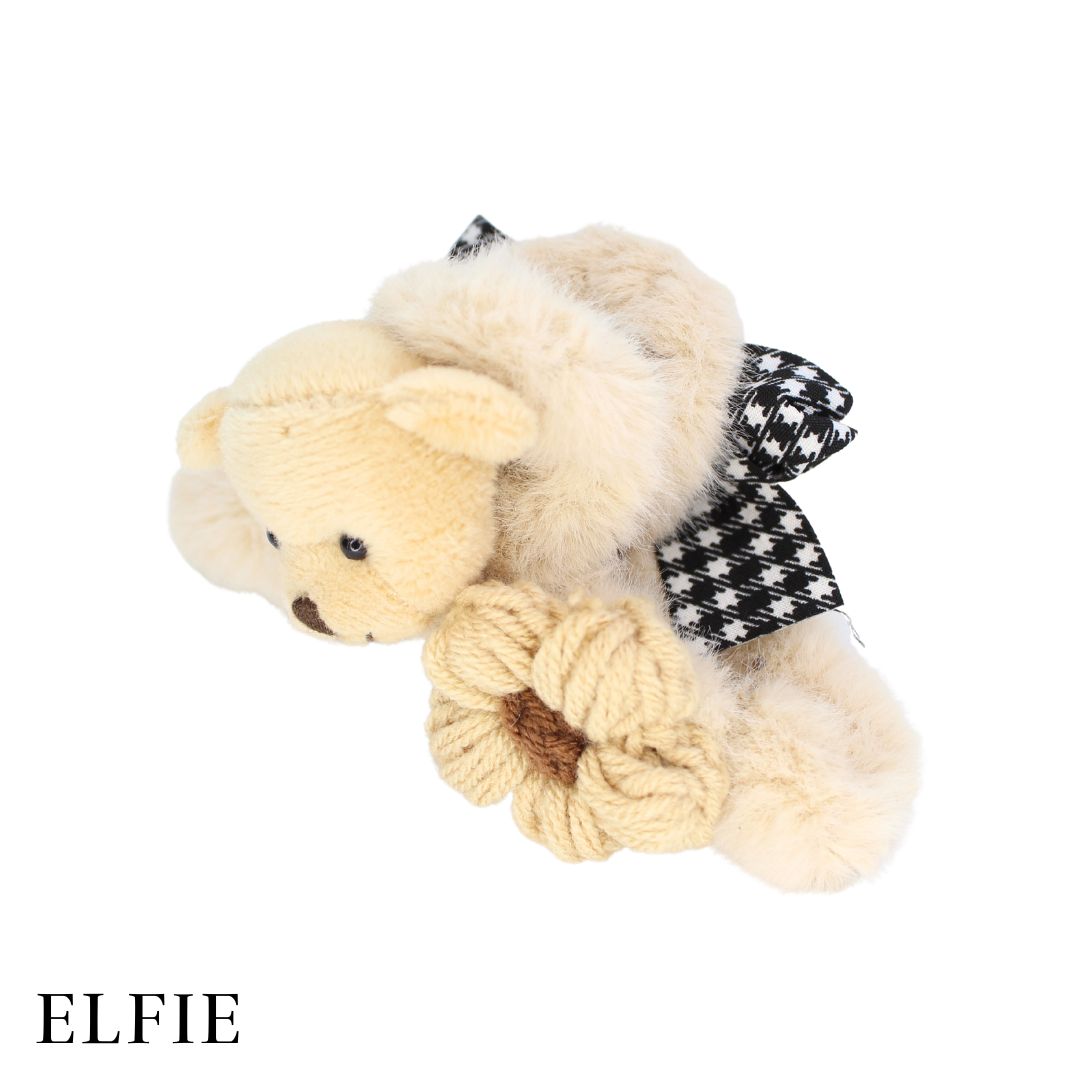 Cute Brown Bear Plush Hair Claw