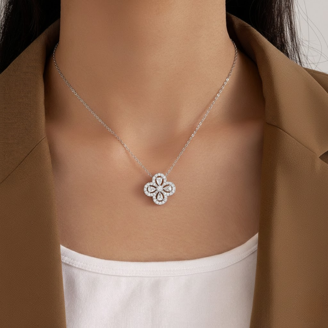Helena Petale Silver Titanium Necklace