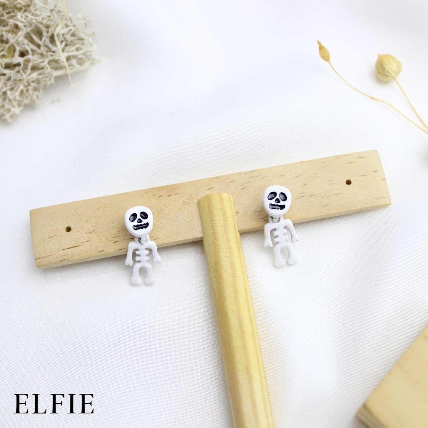 White Skeleton Stud Earring