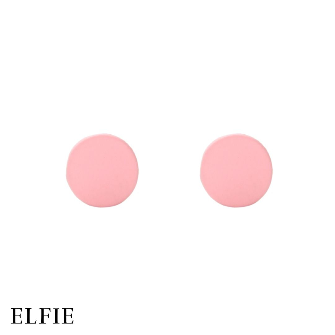 Matte Pink Round Stud Earring