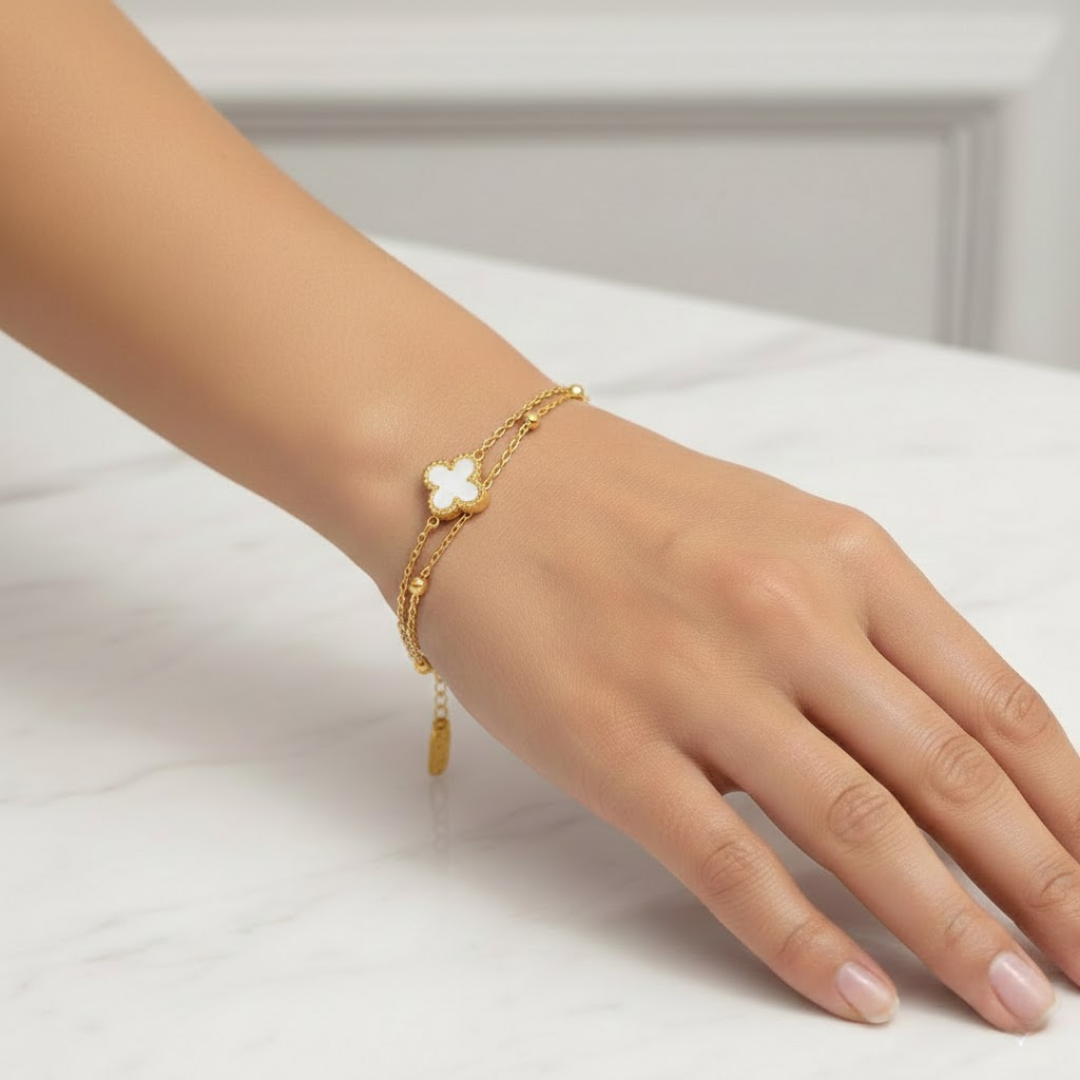 Monochrome Bloom Silver Titanium Bracelet