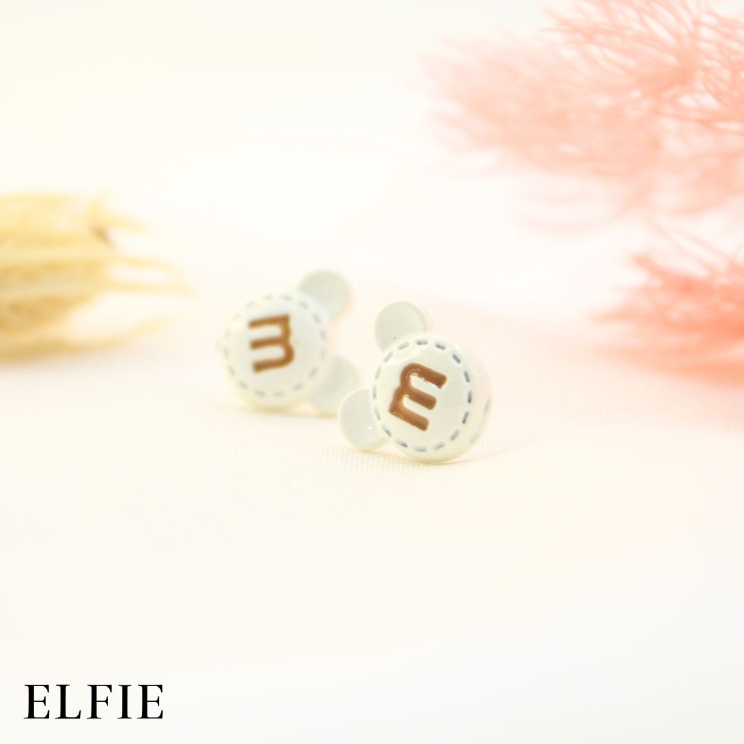 M Word White Bear Stud Earring