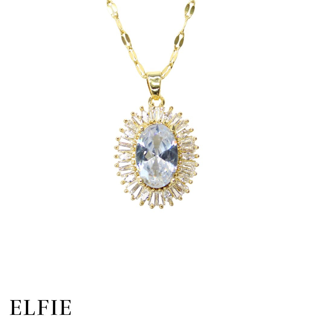 Big Crystal Diamond Titanium Necklace