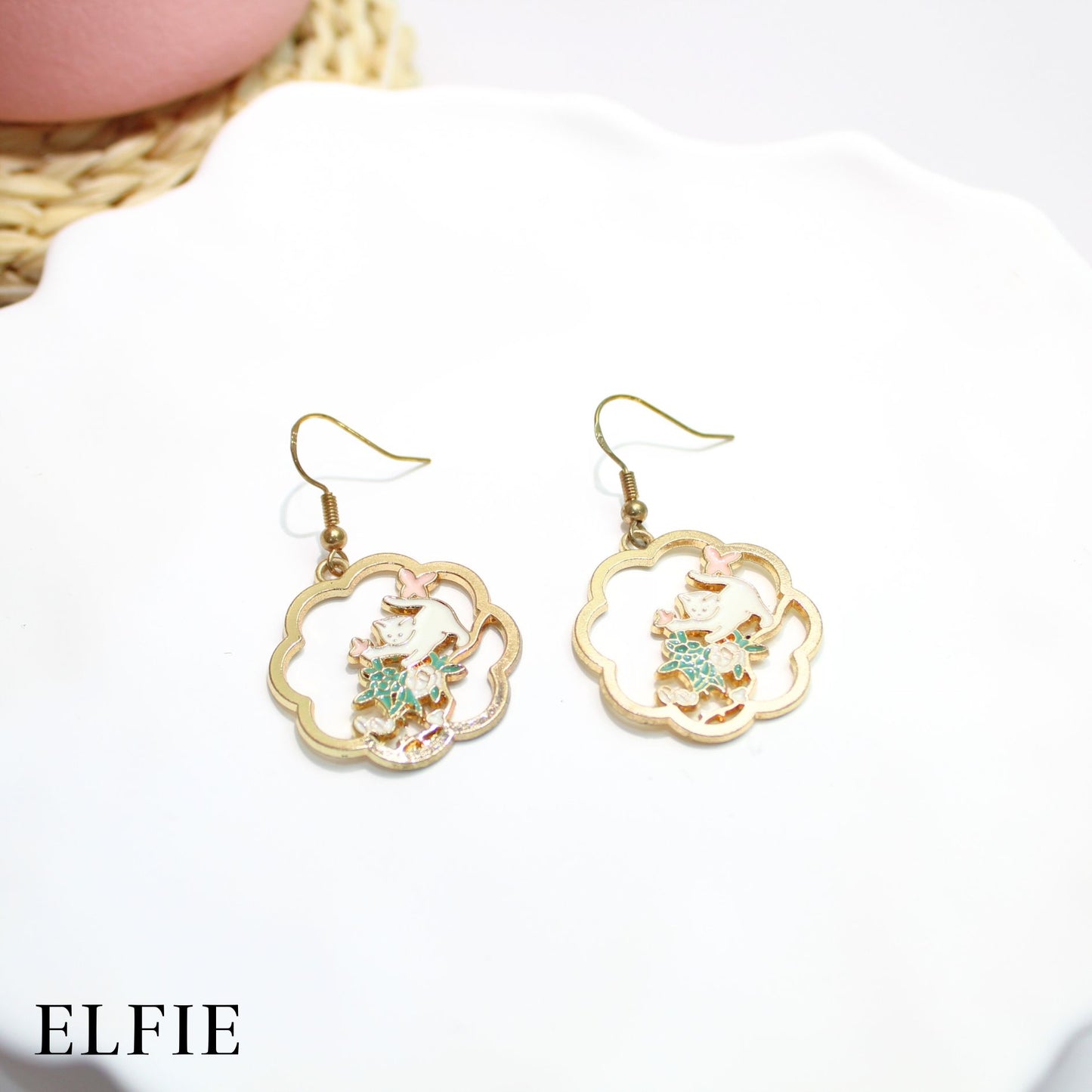 Butterfly Cat Metal Earring