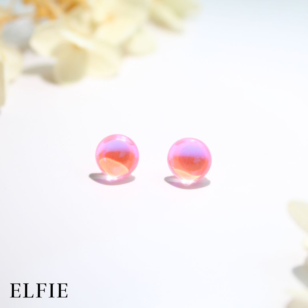 Pink Round Resin Stud Earring