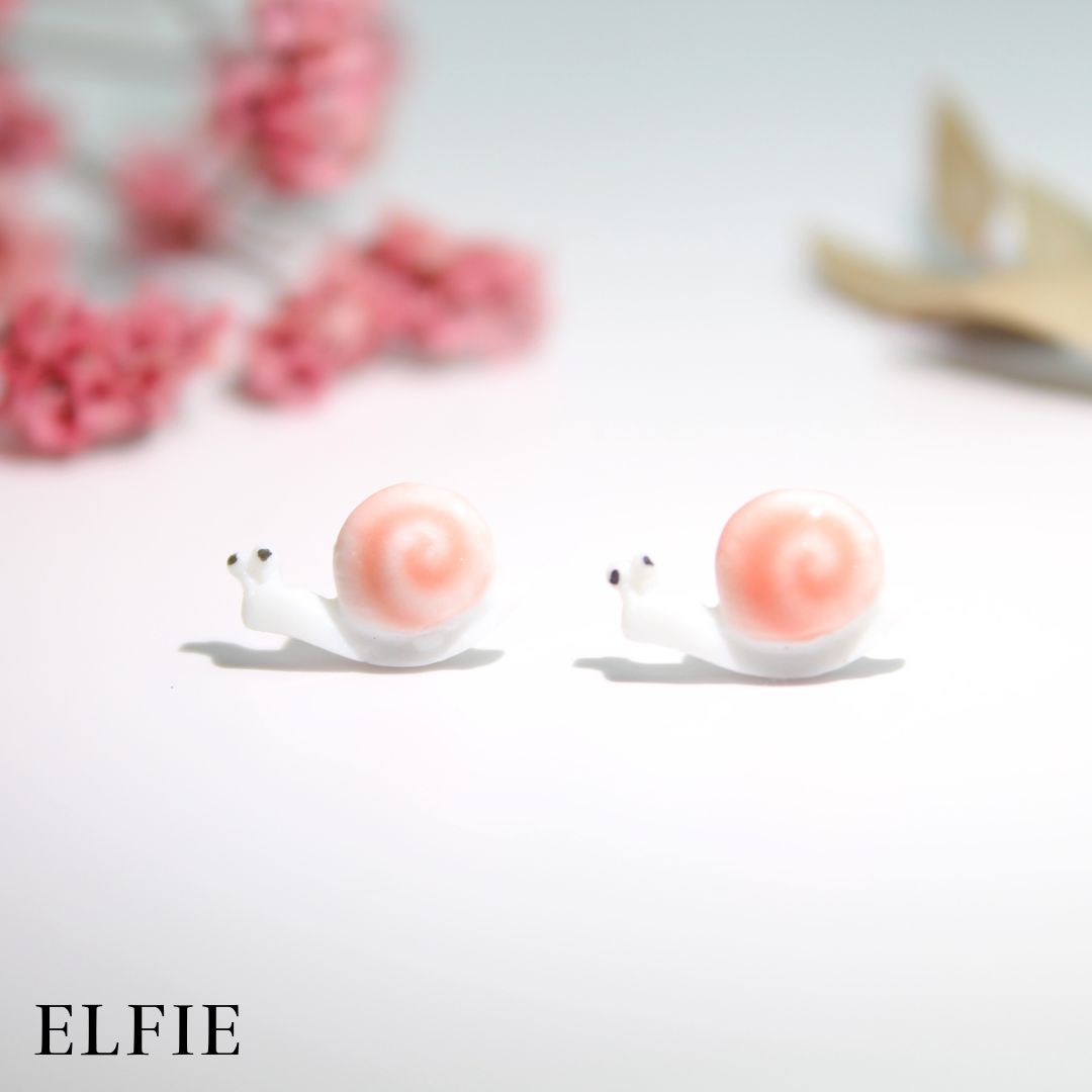 Pink Snail Animal Stud Earring