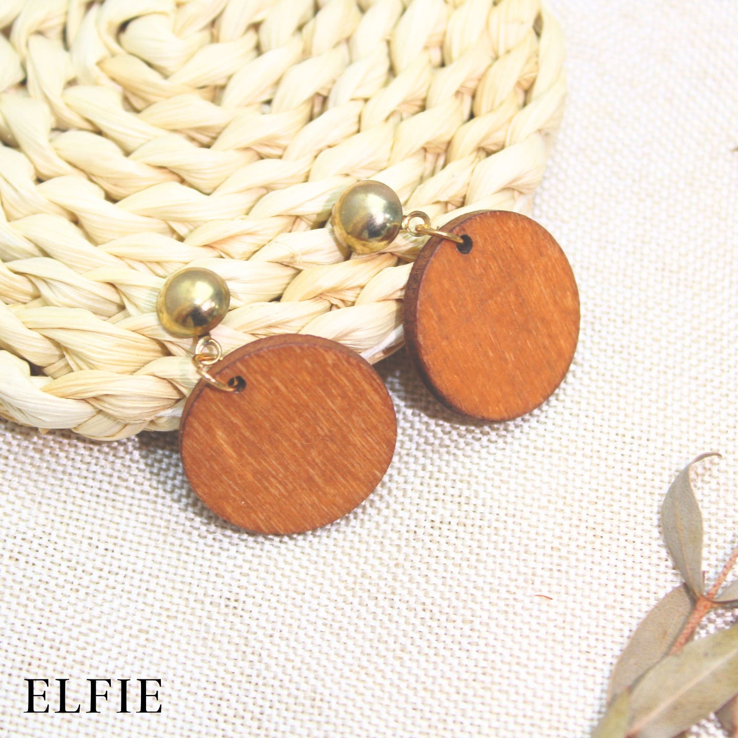 Round Wood Earring