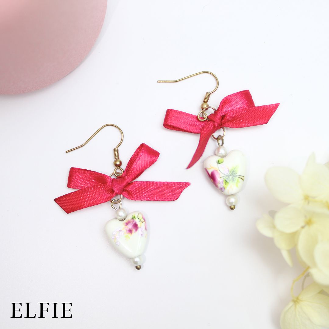 Red Bow Ceramic Earring
