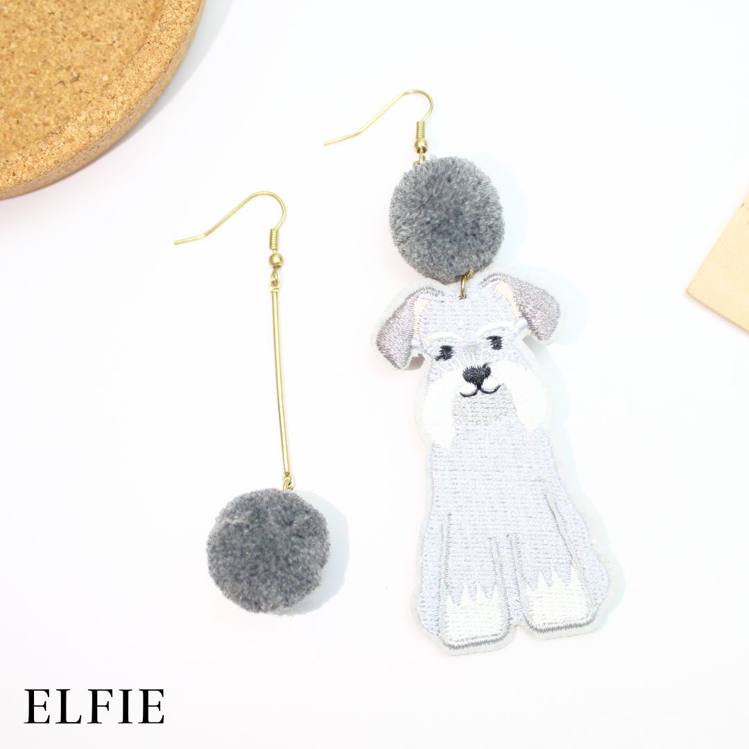 Schnauzer Fur Ball Earring