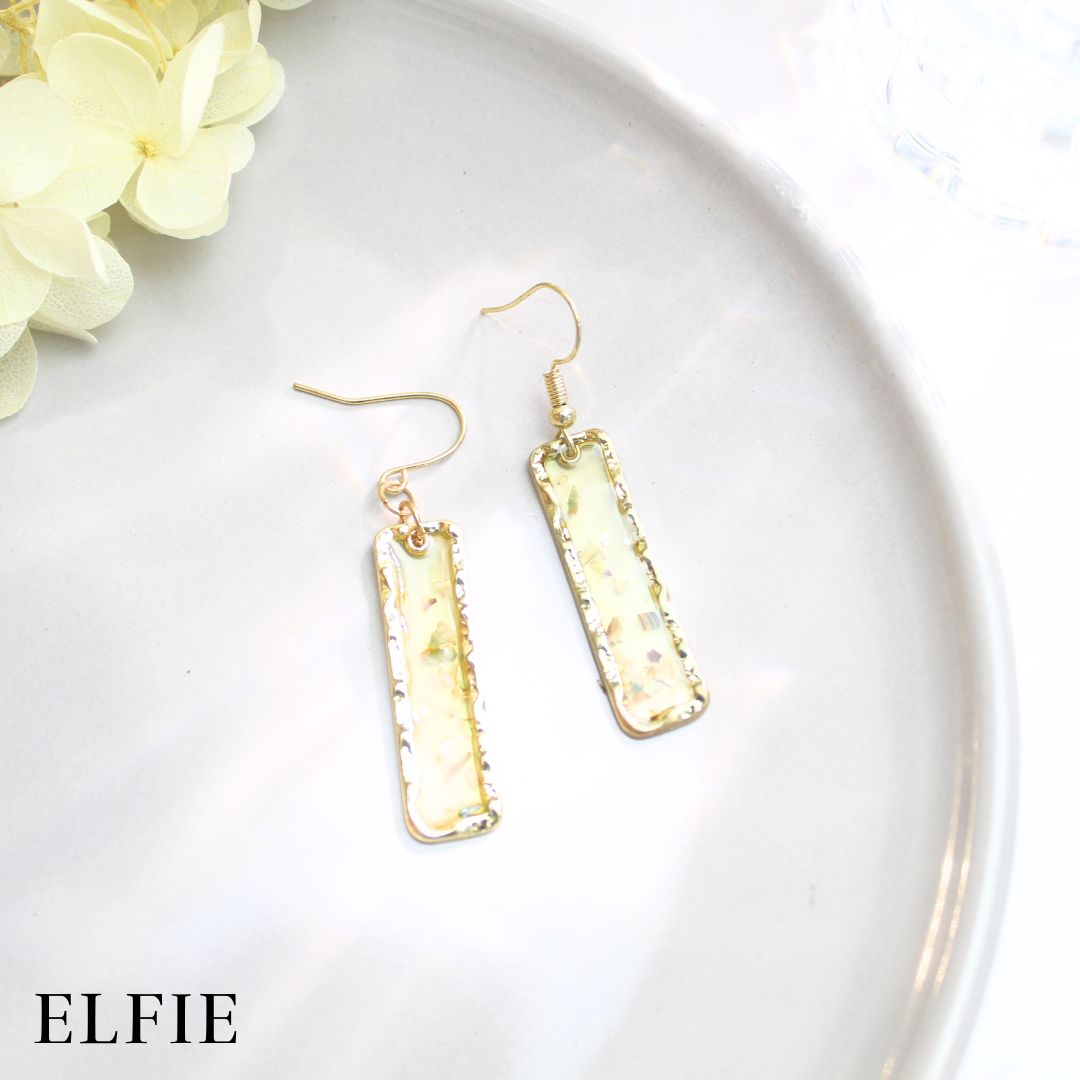 Golden Flakes Resin Drop Earring