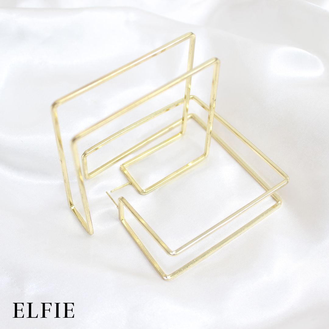 Golden Big Square Earring