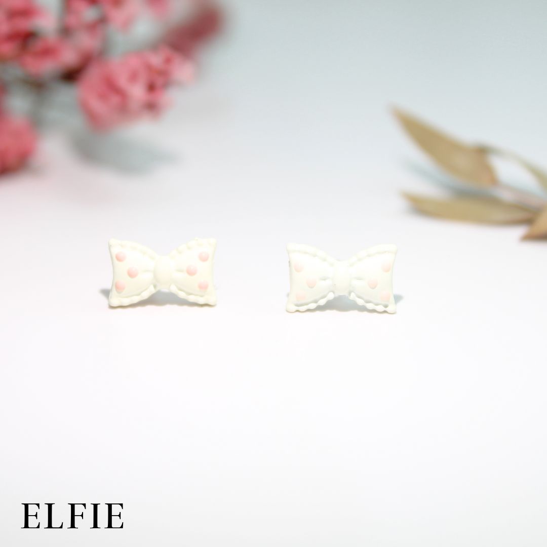 Ribbon Dots Stud Earring