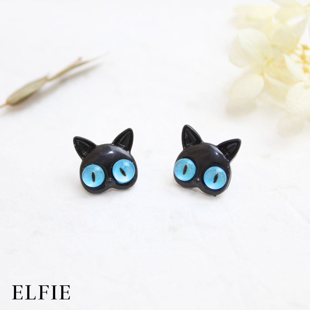 Black Cat Stud Earring