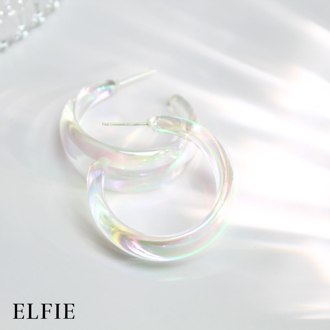 Clear Semi Round Stud Earring