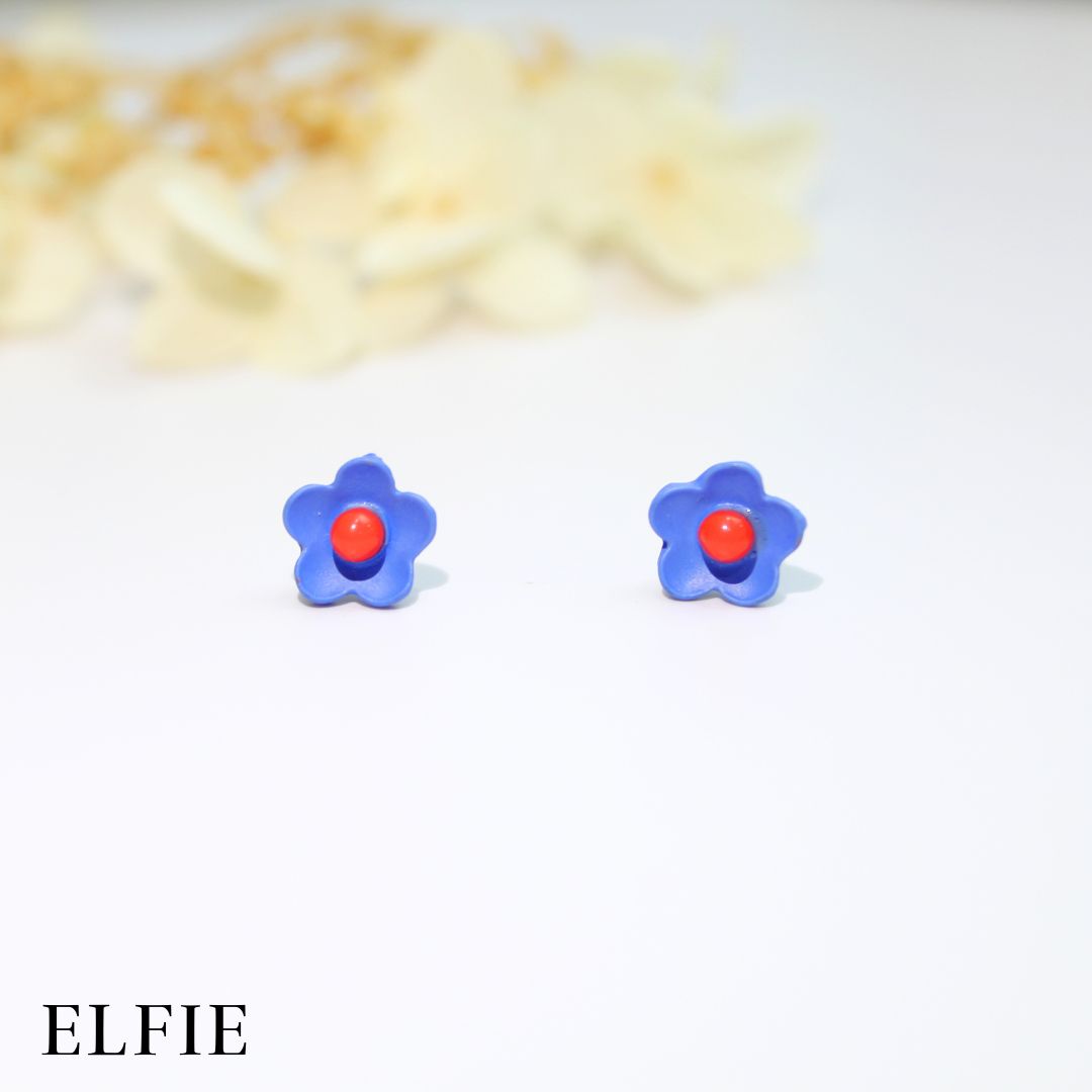 Blue Classic Flower Stud Earring