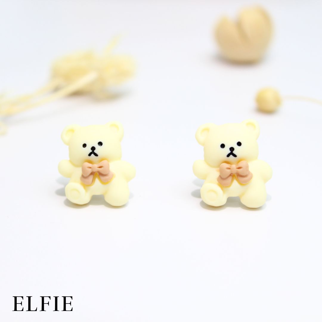 Beige Teddy Stud Earring