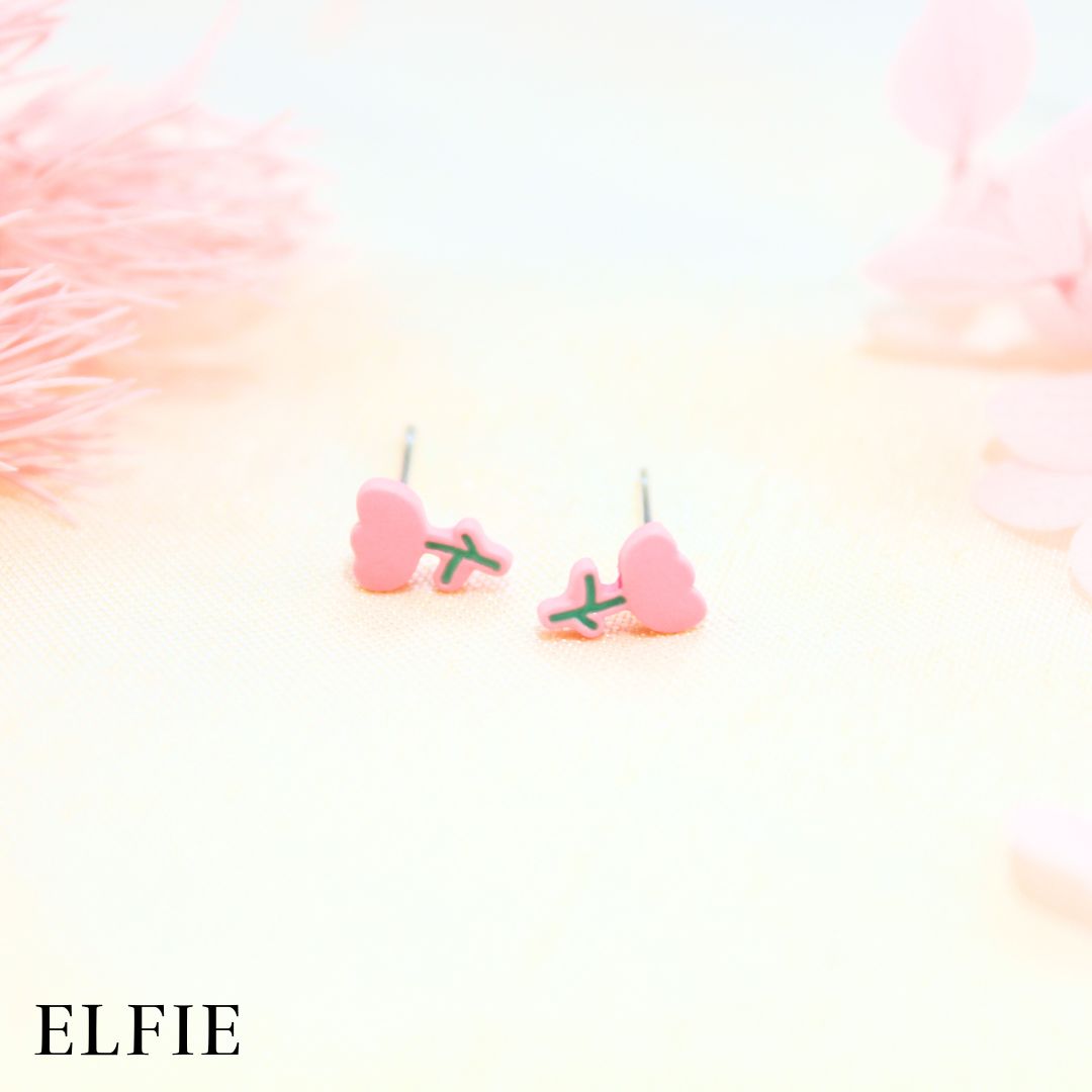 Pink Floral Stud Earring