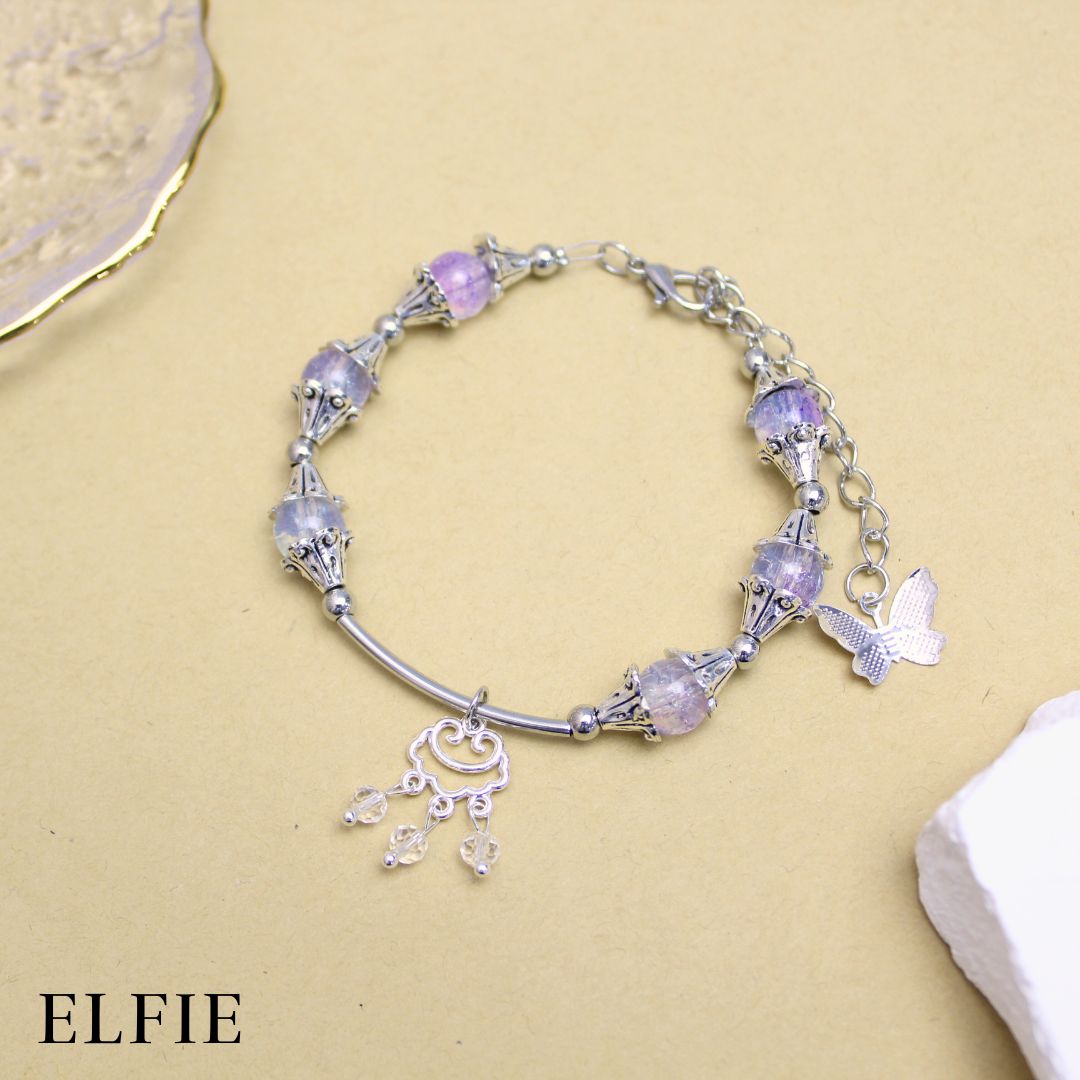 Butterfly Decor Glass Bracelet