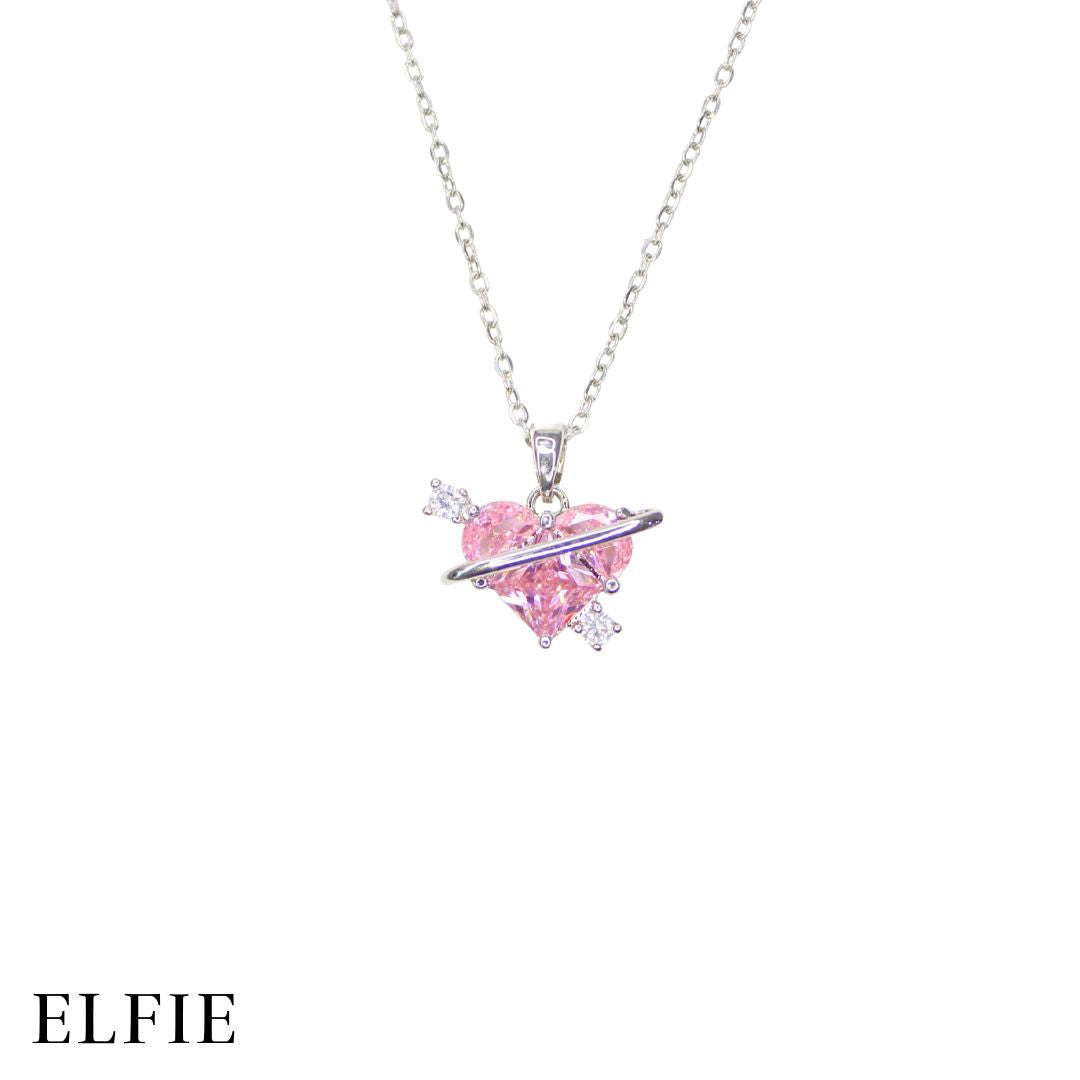 Pinky Diamond Heart Titanium Necklace