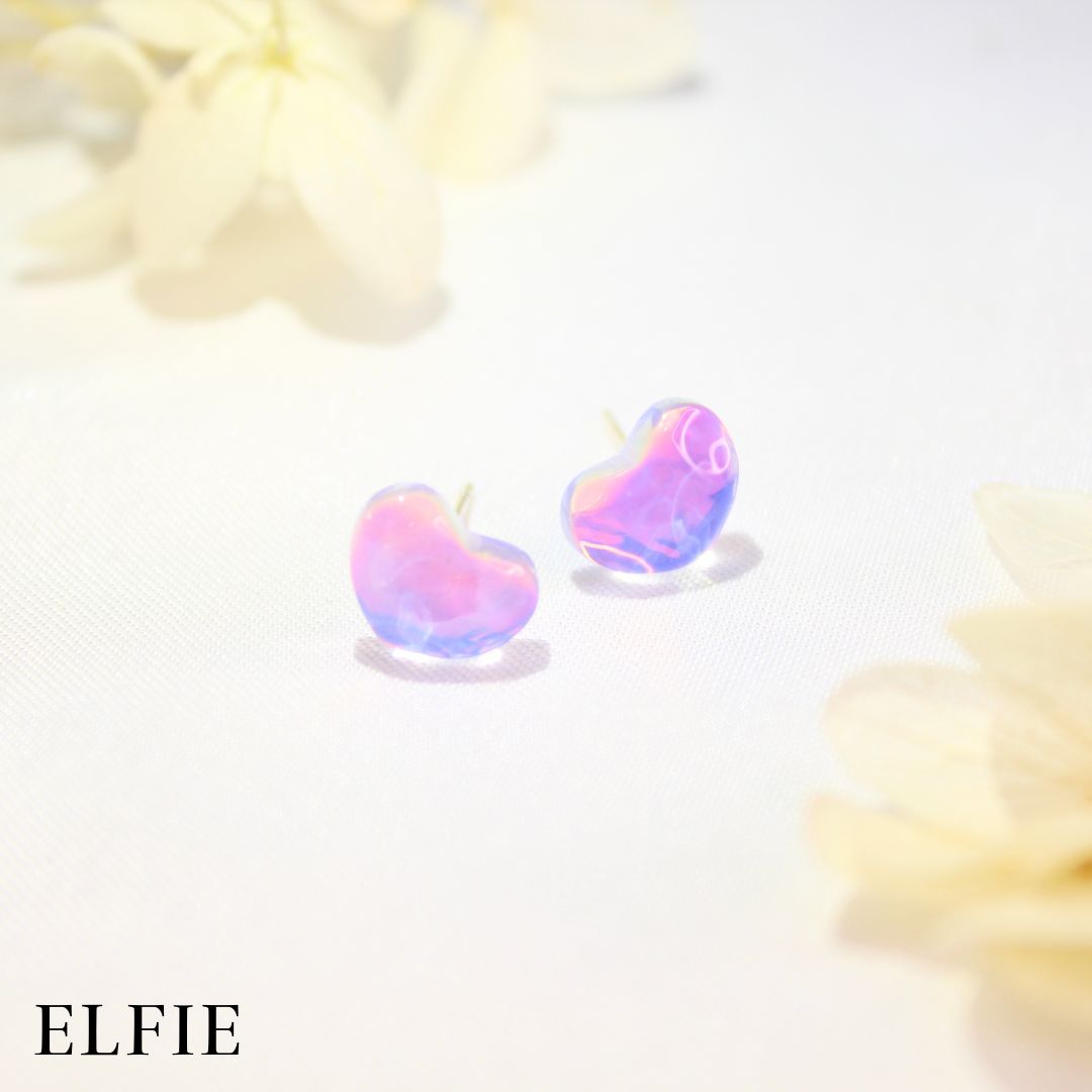 Purple Crystal Love Stud Earring